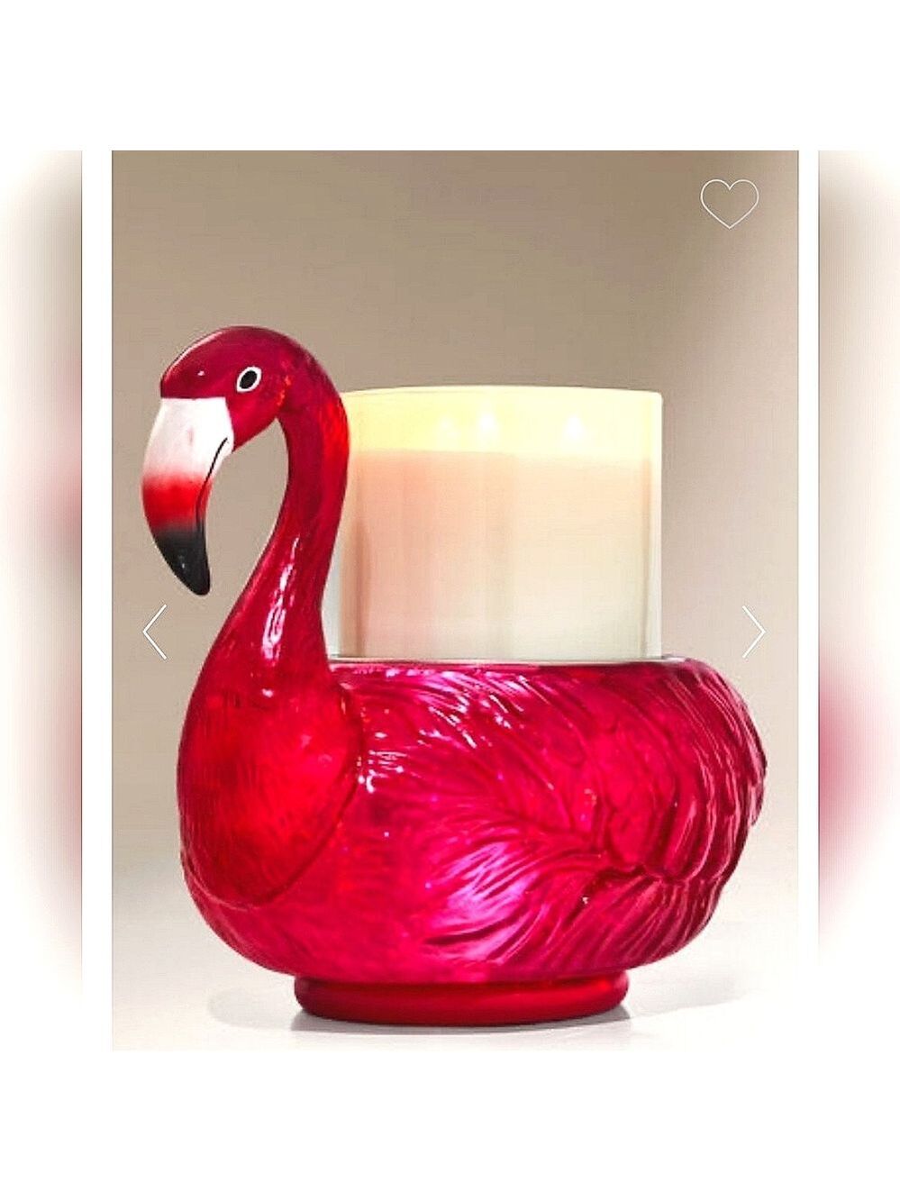 FLAMINGO WATER GLOBE 3-WICK PEDESTAL CANDLE HOLDER by Bath and Body Works - Picture 2 of 7